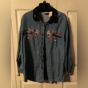 christmas bear & toys jean shirt w/ velvet collar